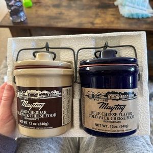 Maytag cheese jars/crocks